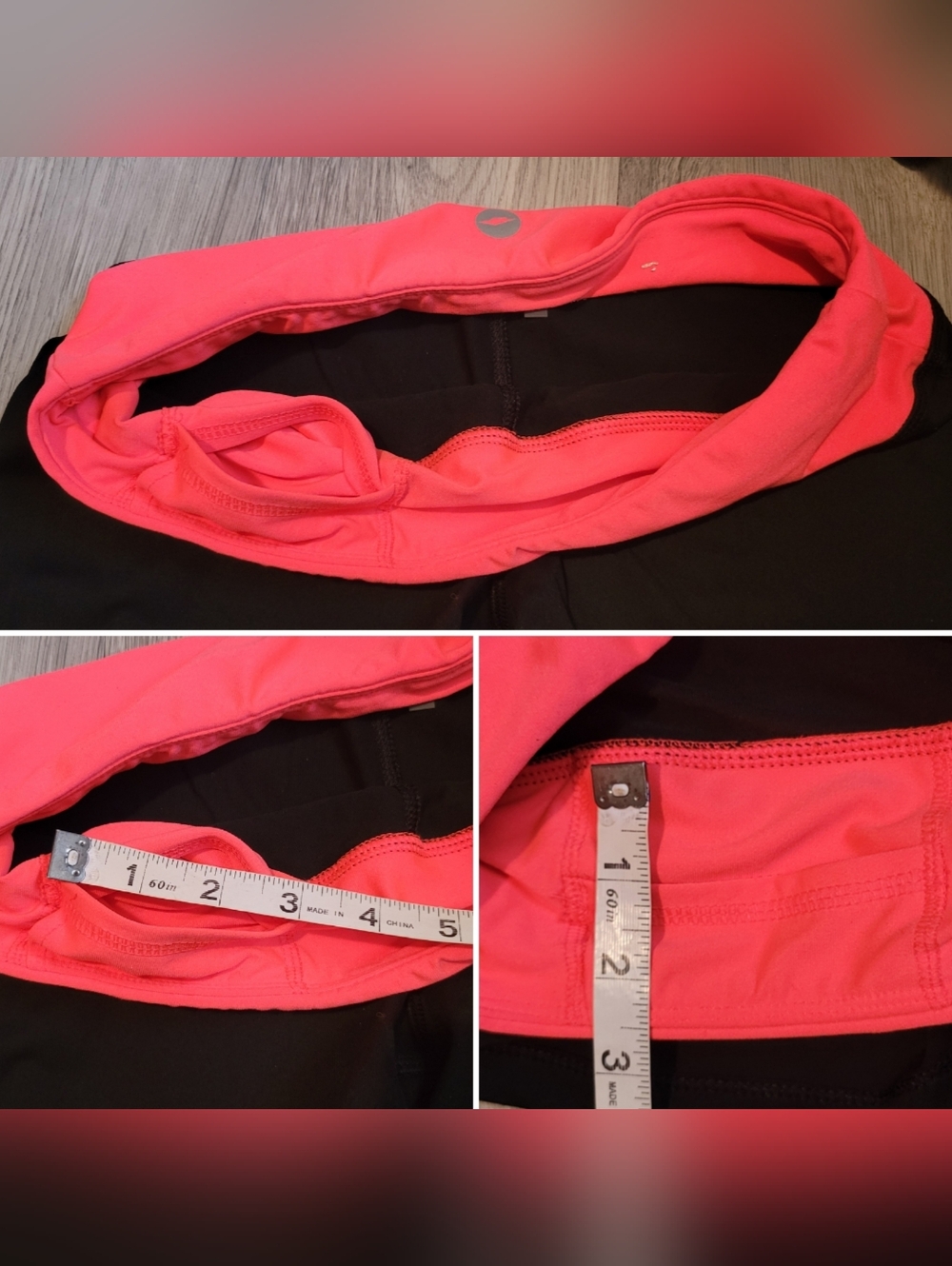 Avia Black & Pink Orange Athletic Running Shorts With Waistband Pocket, Medium - Picture 9 of 13